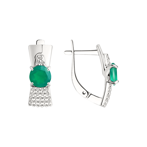 Earrings with agate and zirconia 