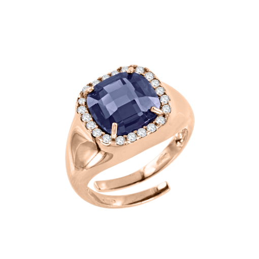 Ladies ring with sapphire and zirconia 