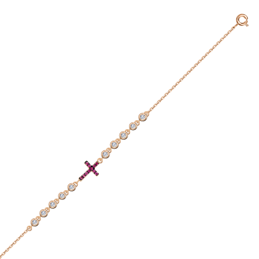 Gilded bracelet "Cross" with zirconia 