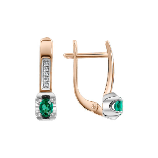 Earrings with emeralds and diamonds 