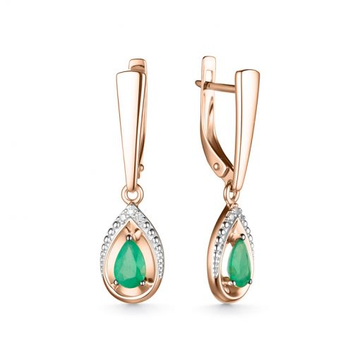 Earrings with emeralds and diamonds 