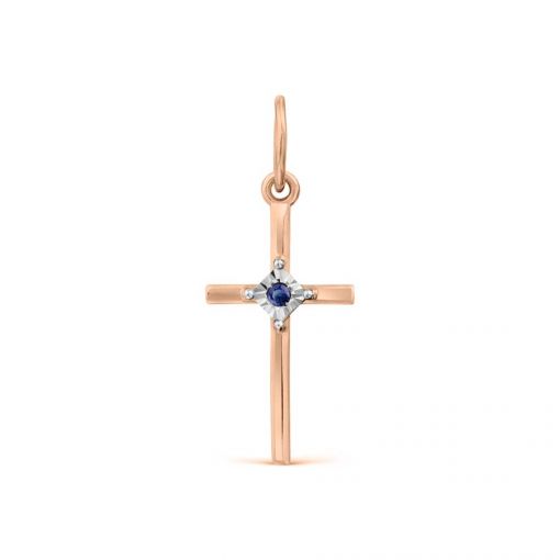 Pendant cross with sapphire 