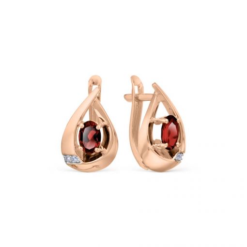 Earrings with garnet and zirconia 
