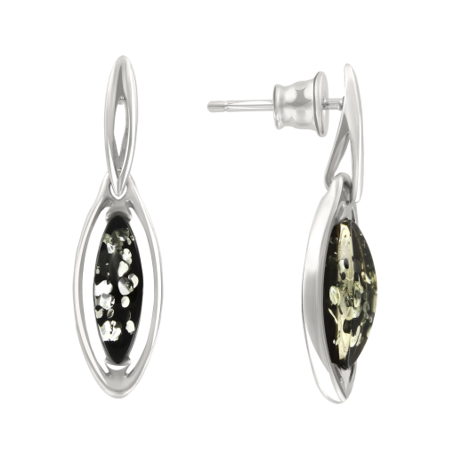 Stud earrings with green amber 