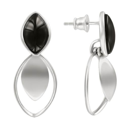 Stud earrings with black agates 