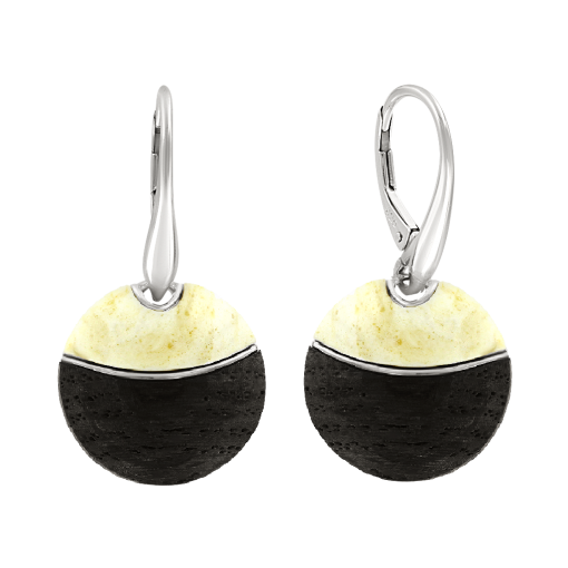 Earrings with milk amber and black oak 