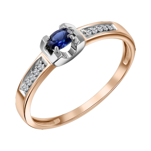 Women's ring with diamonds and sapphire 