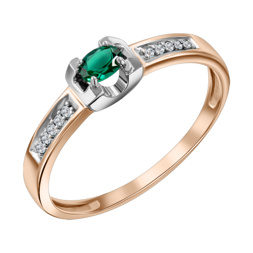 Women’s ring with emerald and diamonds 