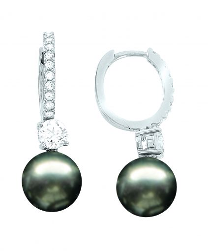 Earrings with pearl and zirconia 