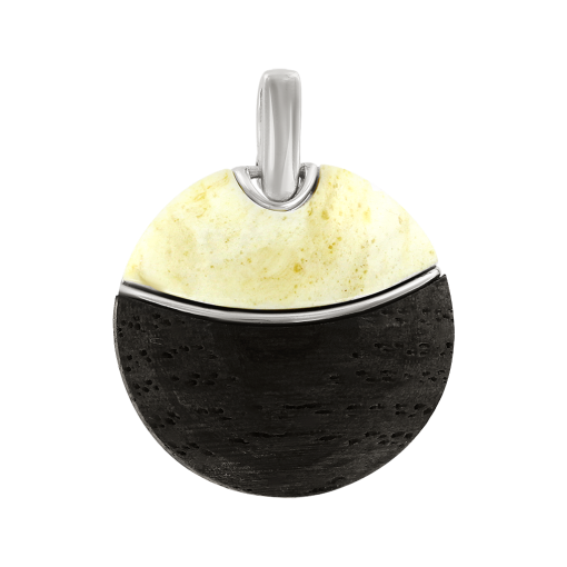 Pendant with milk amber and black oak 