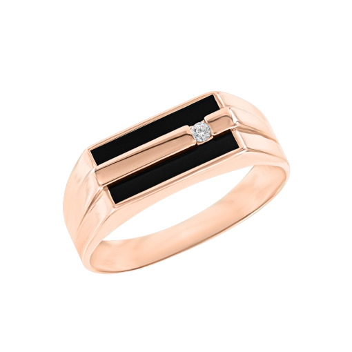 Men's ring with onyx and zirconia 