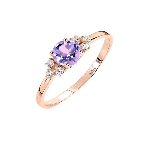 Women's ring with amethyst and zirconia 