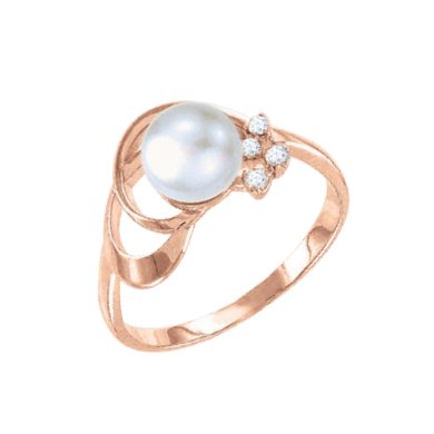 Women's ring with pearl and zirconia 