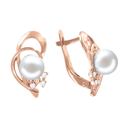 Earrings with pearl and zirconia 