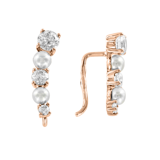Earrings with pearls and zirconia 