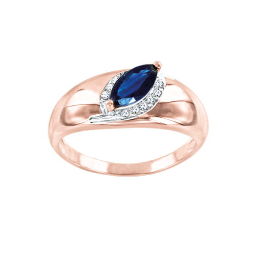 Women's ring with diamonds and sapphire 
