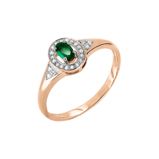 Women's ring with emerald and diamonds 