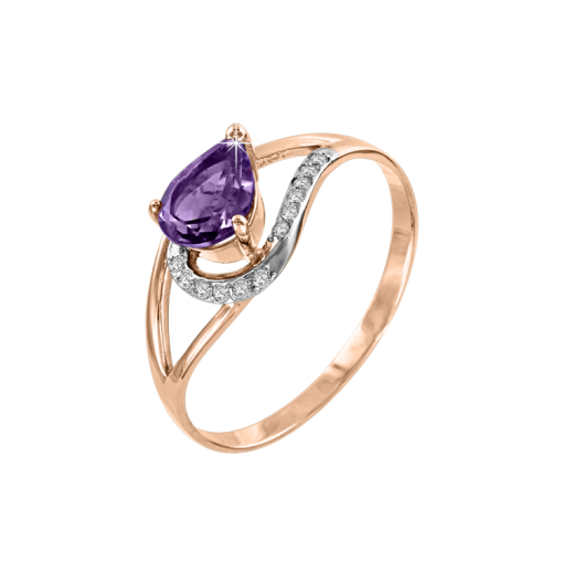 Women's ring with zirconia Swarovski and amethyst 