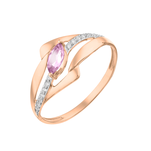 Women's ring with amethyst and zirconia 