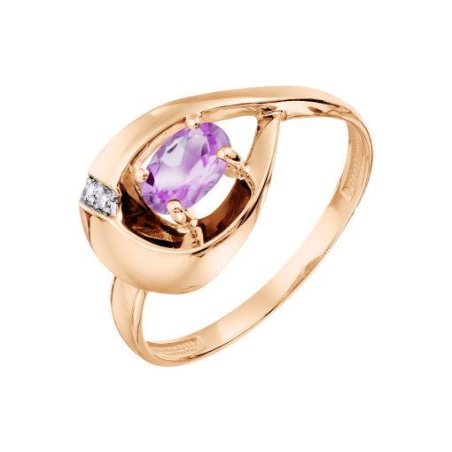 Women's ring with amethyst and zirconia 