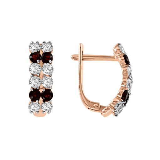 Earrings with garnets and zirconia 