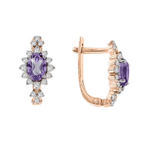 Earrings with amethyst and zirconia 