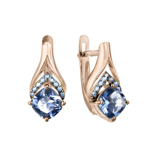 Earrings with topazes and zirconia 