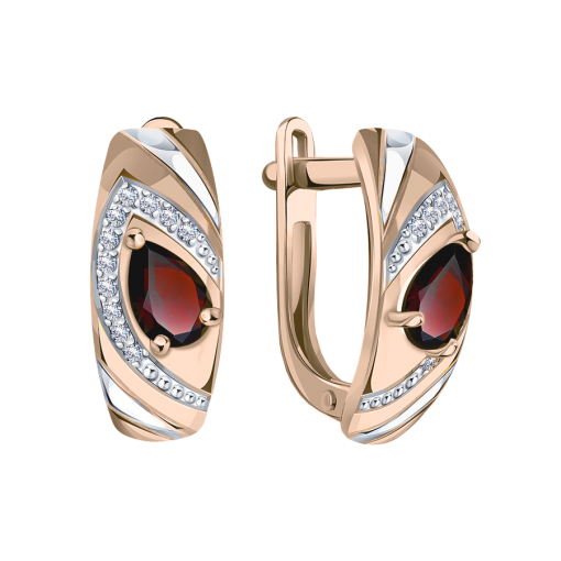 Earrings with garnets and zirconia 
