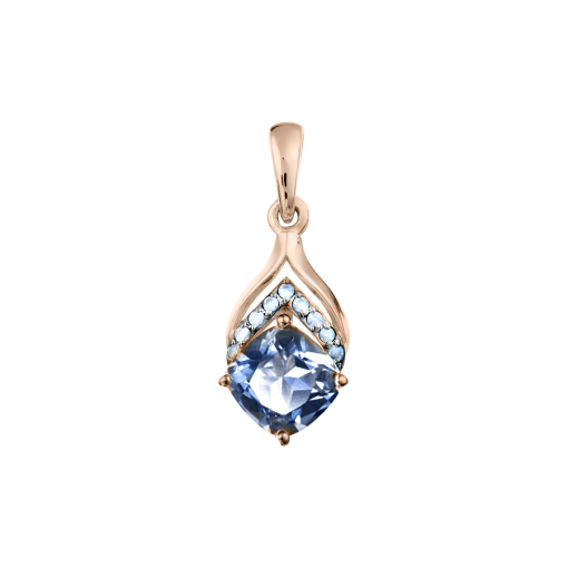 Pendant with London Blue Topaz and zirconia 