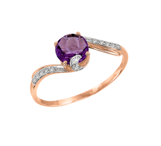 Women's ring with amethyst and zirconia 