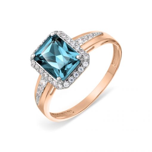 Women's ring with topaz and zirconia 