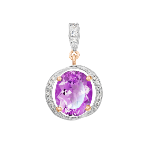 Pendant with zirconia and amethyst 