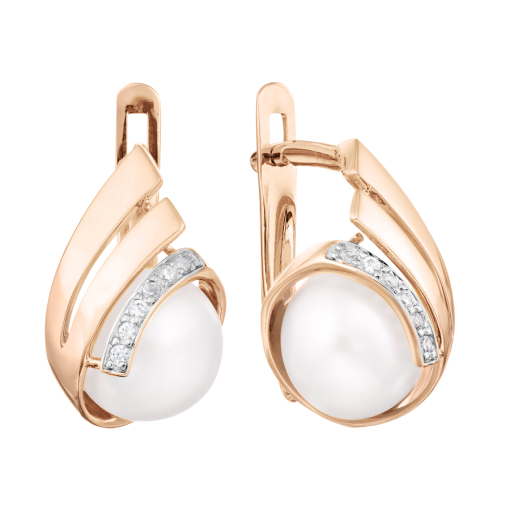 Earrings with zirconia and pearl 