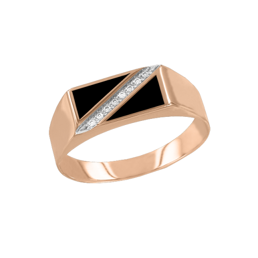 Men's ring with enamel and zirconia 