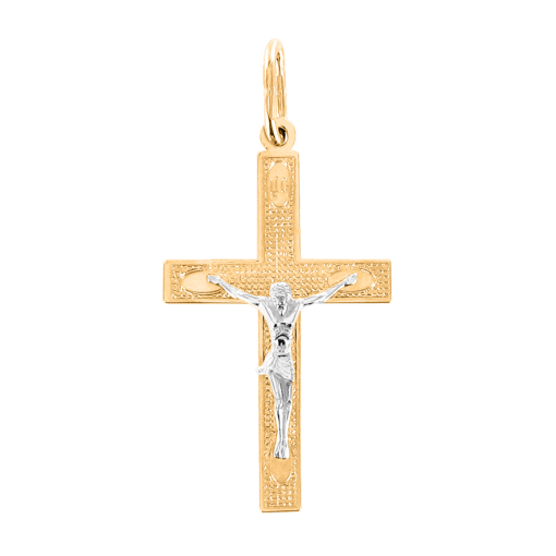 Pendant cross in yellow/white gold 