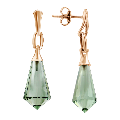 Stud earrings with green amethysts 