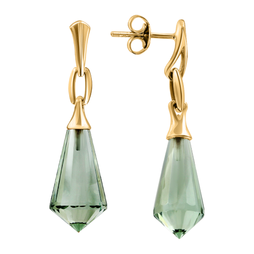 Stud earrings with green amethysts 