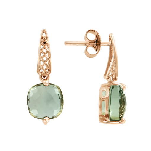 Stud earrings with green amethysts 