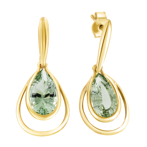 Stud earrings with green amethysts 