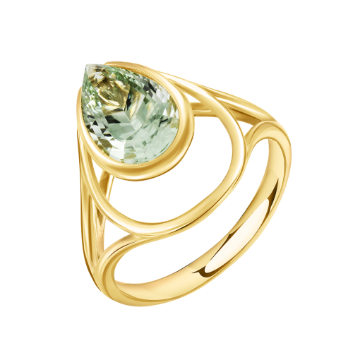 Women's ring with green amethyst 