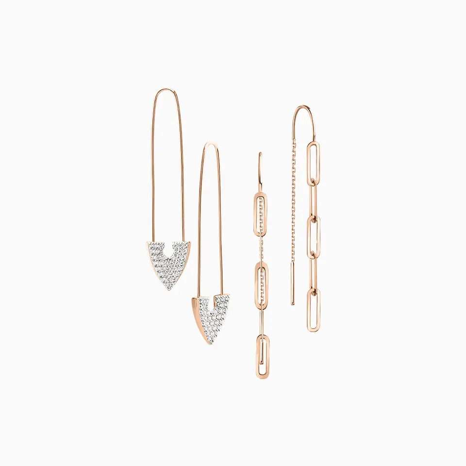 Threader earrings, red gold 585