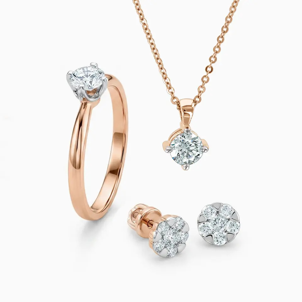 Brillanten-Garnituren, Rotgold 585
