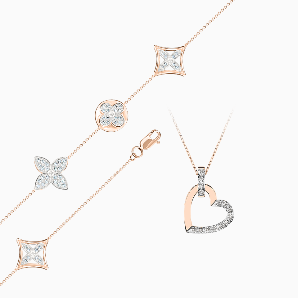 Brillanten-Ketten, Armbänder und Collier, Rotgold 585 