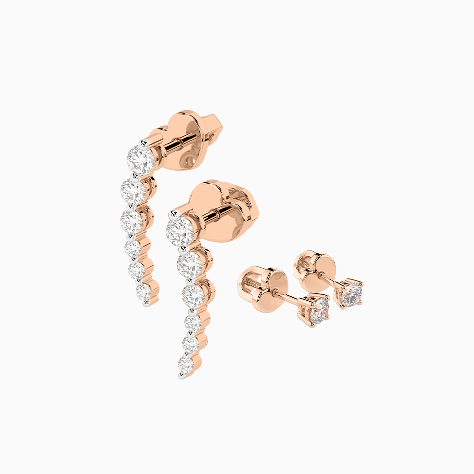 Brillanten-Ohrringe und Ohrstecker, Rotgold 585