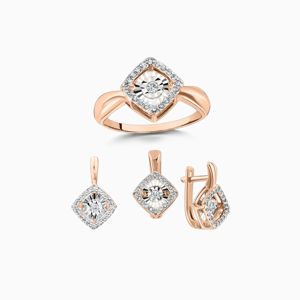 Brillanten-Garnituren, Rotgold 585