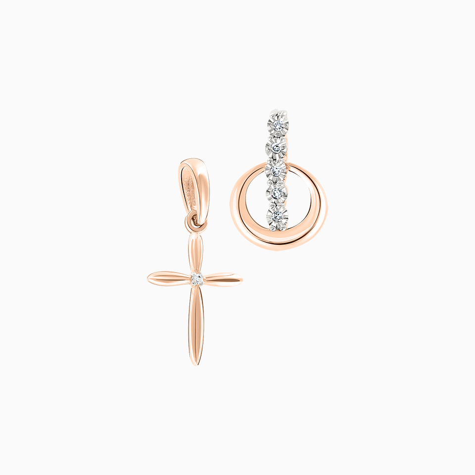 Brillanten-Anhänger, Kreuze und Brosche,Rotgold 585 