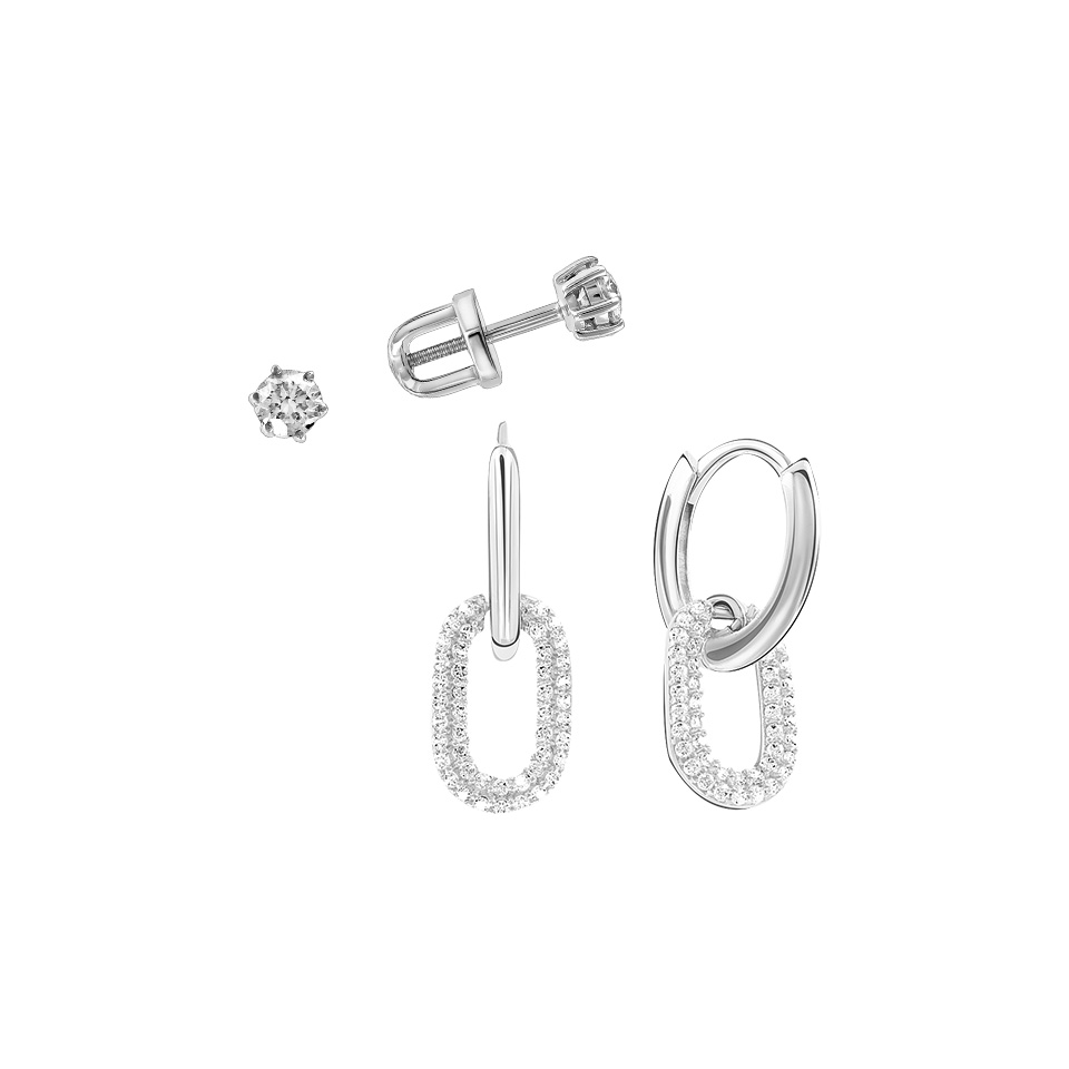 Серьги и серьги-пуссеты из белого золота 585