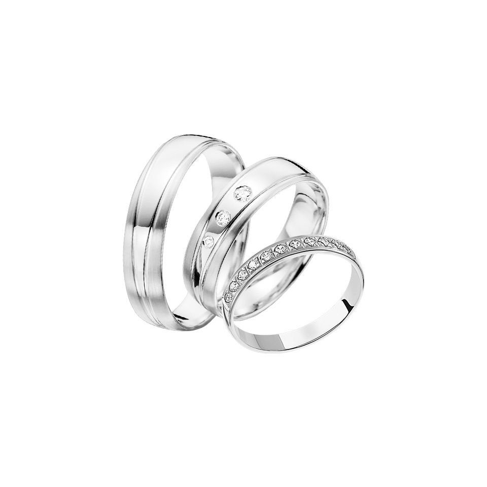 Женские и обручальные кольца из белого золота 585