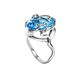 Women's ring with light blue topaz 