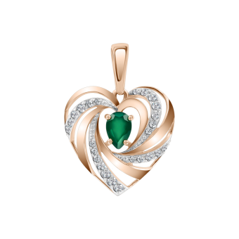 Pendant with zirconia and chalcedony 